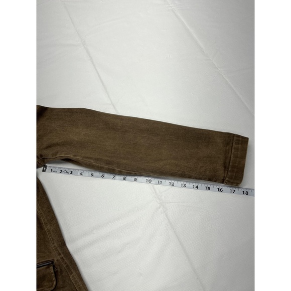 LRL Lauren Jeans Co. Womens Brown Stretch Denim‎ Leather Trim Jacket Sz 12 - Picture 8 of 12
